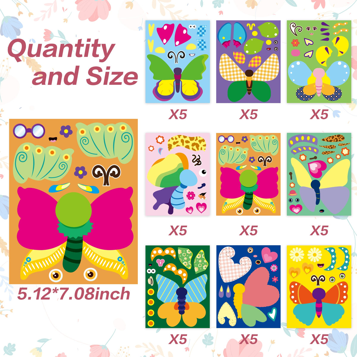 Stefanimals BEES, BUTTERFLIES, LADYBUGS & STARS Small Sticker Sheet