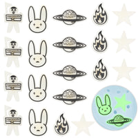 CY2SIDE 20PCS Bunny Rapper Glowing Shoe Charm for Kids, Glow in the Dark Shoe Decoration Charm for Kids, Rabbit Bracelet Wristband Charm for Toddlers, Clog Decor for Girl Boys Slip on, Treasure Toys Mini