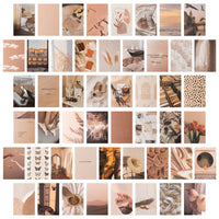 CY2SIDE 50PCS Beige Aesthetic Picture for Wall Collage, 4x6’’ Boho Cards, Cream Collage Print Kit, Warm Color Room Decor for Girls, Wall Art Print for Room, Dorm Photo Display, VSCO Poster for Bedroom