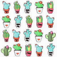 CY2SIDE 20PCS Cactus Shoe Charm for Kids, Plants Decoration Shoe Charms, Bracelet Wristband Charms for Toddlers, Clog Decor for Boys Girls Slip on, Green Cactus Shoe Decor, Summer Beach Party Favors