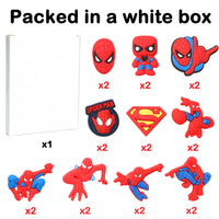 CY2SIDE 20PCS Spider Shoe Charm for Kids, Superhero Shoe Decoration Charm for Clogs, Cartoon Bracelet Wristband Charms for Kids B-day Gift, Shoe Decor for Boys Slip-On, Treasure Toy for Hero Party