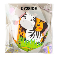 CY2SIDE 6PCS Jungle Animals Theme Party Decoration Wooden Centerpiece, Wooden Jungle Wild Animals Birthday Party Decor Supplies, Baby Shower Supplies, Desktop Centerpiece Decor for Kids Birthday