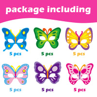 CY2SIDE 30pcs Spring Butterfly Paper and Elastic Masks for Kid, Colorful Butterflies Cos-play Costume Dress-Up Party Accessory Favor Supplies, Spring Party Photo Booth Props Kit, Butterfly Party Favor