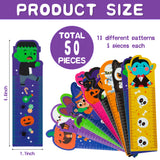 CY2SIDE 50pcs Halloween Bookmark Rulers for Kids Students, Halloween Bookmark Rulers for Classroom Reward Gifts, Halloween Bookmark Rulers Bulk with Halloween Theme Element Trick or Treat Prizes