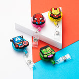 CY2SIDE 4PCS Superhero Retractable Badge Holder, Cartoon Retractable Badge Reel, Badge Reel Holder for Kids, Nurses, Name Badge Holders with Clip for Offices, Hero Badge Holder Reel Clip, 24 inch Cord