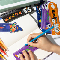 CY2SIDE 50pcs Halloween Bookmark Rulers for Kids Students, Halloween Bookmark Rulers for Classroom Reward Gifts, Halloween Bookmark Rulers Bulk with Halloween Theme Element Trick or Treat Prizes